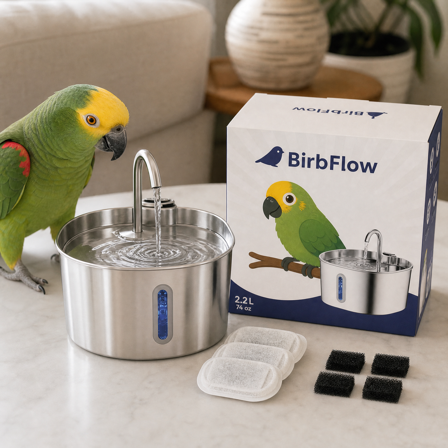 BirbFlow Parrot Fountain