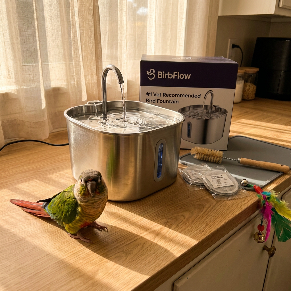 BirbFlow Parrot Fountain